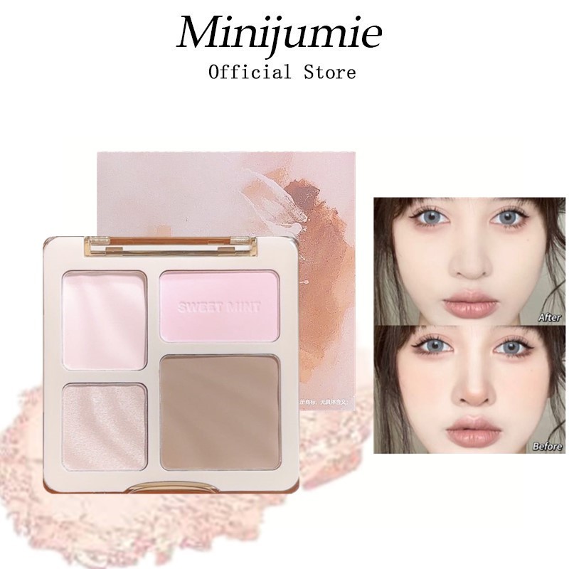 Minijumie Bảng Phấn Bắt Sáng Tạo Khối 4 Trong 1 Trang Điểm Tự Nhiên Lâu Trôi