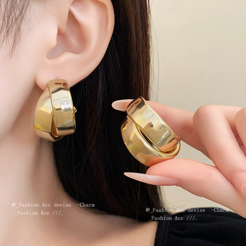 Kim thép xuyên biên giới hình chữ C đôi lớp cảm ứng cao, bông tai kim loại cá nhân tông lạnh