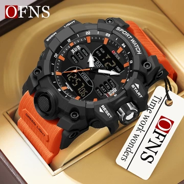 OFNS Top 6126 Đồng hồ nam màn hình kép Đồng hồ thể thao chống nước Đồng hồ báo thức nam quân đội Đồng hồ dừng Đồng hồ nam thạch anh 2024