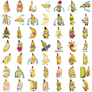 Bộ 50 Hoạt Hình Dễ Thương Chuối Mèo Meme Dán Ngộ nghĩnh Graffiti Đề Can Cho Laptop Chống Thấm Nước Miếng Dán