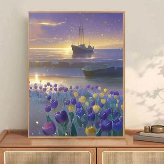 MOZI✨40 * 50cm / 30 * 40cm phong cảnh hoa tulip tranh tô màu theo số tranh số hóa bộ tô màu theo số Màu Xanh Tulip Số Tranh Sơn Dầu Tự Làm Tranh Handmade Tô Màu Tranh Số Tranh Làm Đầy Tranh Trang Trí Nhà Cửa Tranh Acrylic Tranh Sơn Dầu