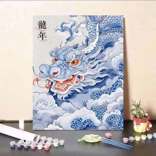 MOZI✨40 * 50cm / 30 * 40cm Thần Long tranh tô màu theo số bộ tô màu theo số tranh sơn dầu số hoá tranh số hóa Rồng Kỹ Thuật Số Tranh Sơn Dầu Tự Làm Tranh Handmade Tô Màu Tranh Kỹ Thuật Số Tranh Tay Tranh Acrylic Tranh Trang Trí Nhà Cửa Tranh