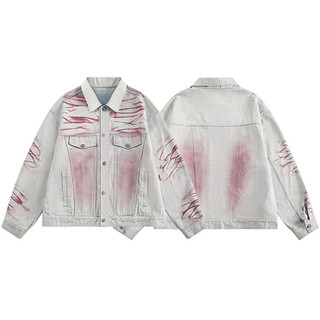 Áo khoác denim nam ESEA, áo khoác phong cách hip-hop dáng rộng cổ điển kiểu dáng cổ điển kiểu Mỹ