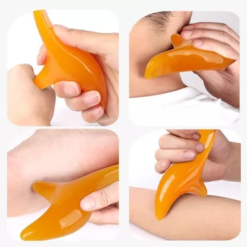Gua Sha Meridian Acupoint Stick Dụng cụ mát xa bấm huyệt ba chân Dụng cụ mát xa sáp ong bằng nhựa hổ phách Dụng cụ mát xa phản xạ Quản lý đau