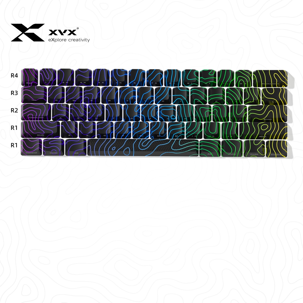 XVX Topographic Phiên bản mới Keycaps Shine Through OEM Profile IMD ...