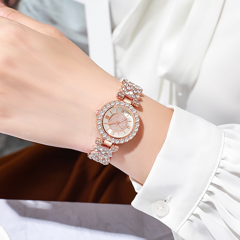 Đồng hồ đeo tay kim cương đính ngôi sao thời trang và cá tính với đồng hồ thạch anh tỷ lệ La Mã