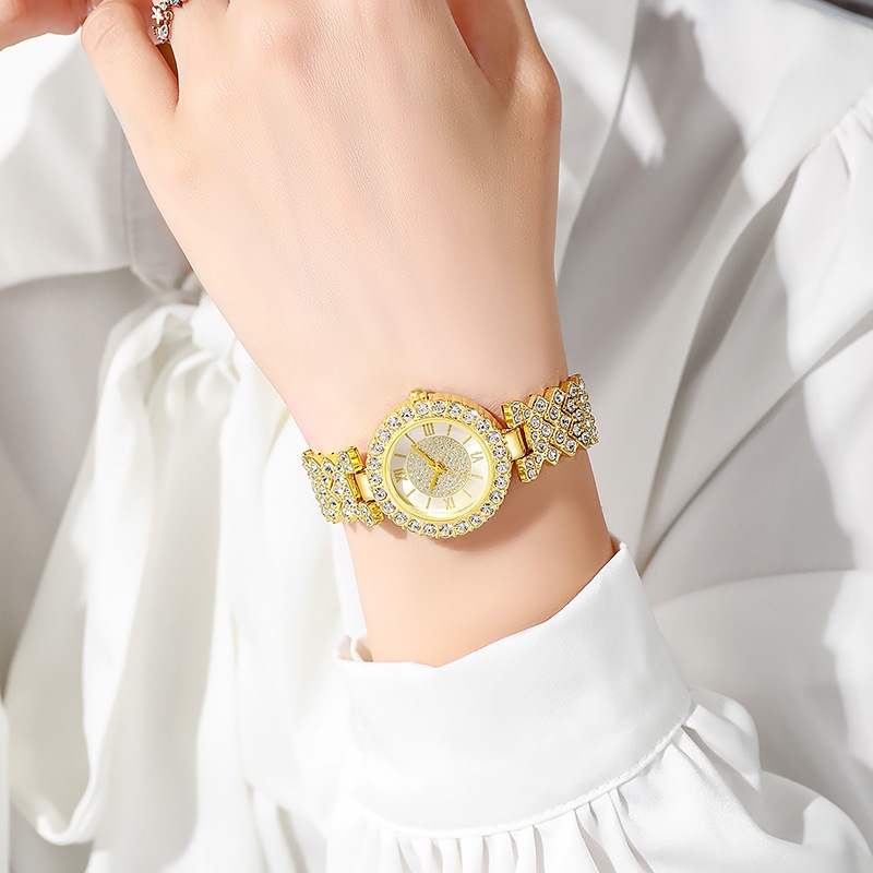 Đồng hồ đeo tay kim cương đính ngôi sao thời trang và cá tính với đồng hồ thạch anh tỷ lệ La Mã
