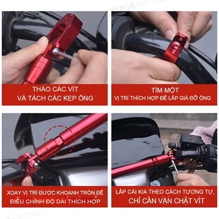 SEAMETAL Thanh Ngang Tay Lái Đa Năng Bằng Hợp Kim Nhôm Biến Đổi Cho Xe Máy, Xe Tay Ga Có Thể Điều Chỉnh Thanh Cân Bằng
