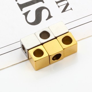 Lỗ Inox 4 / 5mm Mạ Vàng 18K Vuông Rời Hạt Cho Quyến Rũ Trang Sức Làm DIY Vòng Tay Vòng Cổ