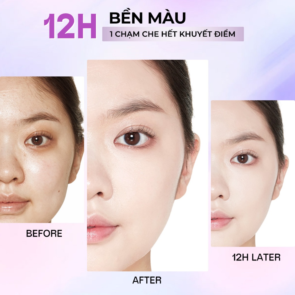 Ảnh Kem nền không chổi than MINIMELI Bảo hiểm toàn diện 24H với trang điểm mặt gương 3