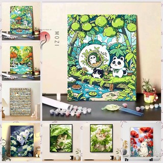 MOZI✨40 * 50cm / 30 * 40cm con mèo dễ thương tranh tô màu theo số bộ tô màu theo số tranh số hóa Gấu Trúc Động Vật Tự Làm Kỹ Thuật Số Tranh Sơn Vẽ Tay Tranh Tô Màu Tranh Kỹ Thuật Số Tranh Tay Nhồi Bông Tranh Acrylic Trang Trí Nhà Cửa Tranh