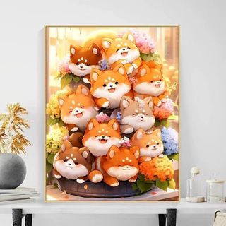 MOZI✨40 * 50cm / 30 * 40cm tranh tô màu theo số tranh số hóa bộ tô màu theo số đống thú cưng Thú Cưng Dễ Thương Tự Làm Kỹ Thuật Số Tranh Sơn Dầu Vẽ Tay Tranh Tô Màu Tranh Kỹ Thuật Số Tranh Tay Nhồi Bông Tranh Acrylic Trang Trí Nhà Cửa Tranh
