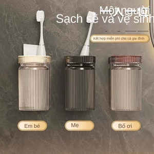 Có cốc nước súc miệng Hộp đựng bàn chải đánh răng Màu sắc ngọt ngào Nhãn dán tường Giá đỡ bàn chải đánh răng tiện lợi đơn giản【Chiosala13】
