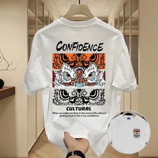 ✨Hàng có sẵn✨WASSUP Chinese style lion dance-Áo thun nam mới! 100% cotton, thời trang, Unisex