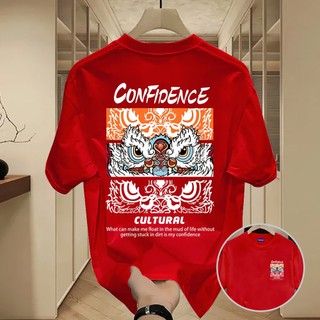 ✨Hàng có sẵn✨WASSUP Chinese style lion dance-Áo thun nam mới! 100% cotton, thời trang, Unisex