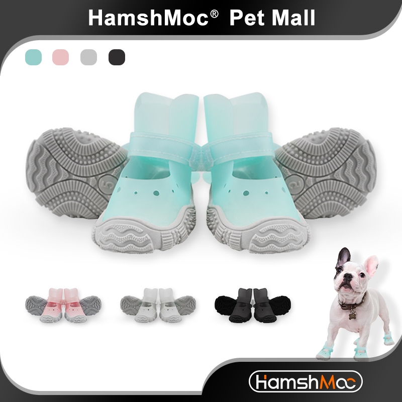HamshMoc Có Thể Điều Chỉnh Giày Cho Chó 4 Chiếc Chống Trơn Trượt Mềm Cho Thú Cưng Thoáng Khí Chó Con Paw Bảo Vệ Cho Nhỏ Vừa Chó Đi Bộ Phụ Kiện