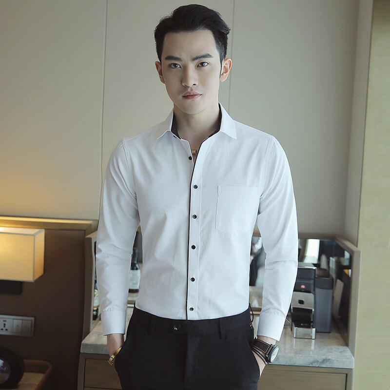 Mới Nam Công Sở Áo Sơ Mi Cotton Trang Trọng Áo Sơ Mi Bỏ Túi Văn Phòng Làm Việc Dài Tay Áo Sơ Mi Thường Ngày