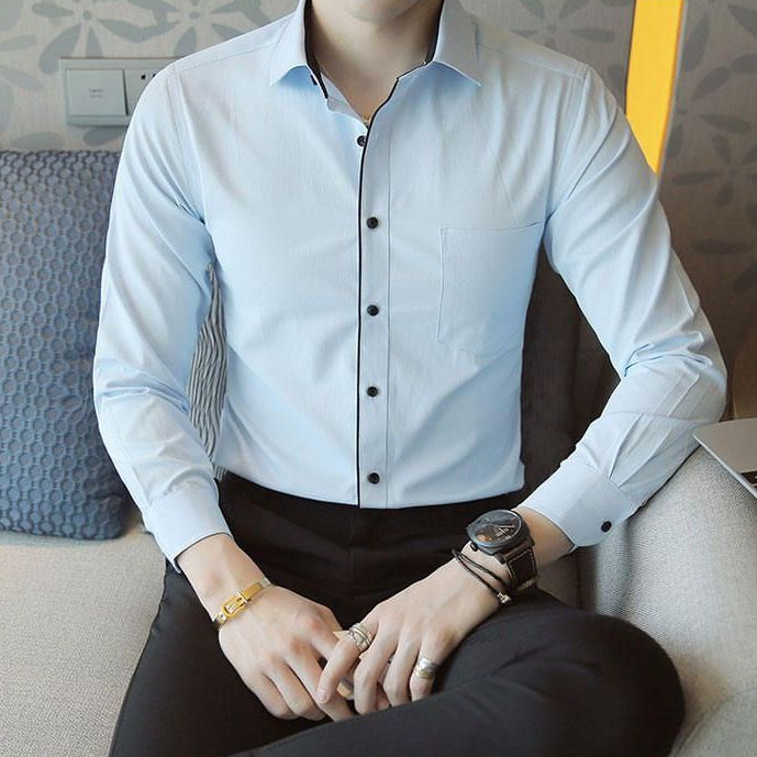 Mới Nam Công Sở Áo Sơ Mi Cotton Trang Trọng Áo Sơ Mi Bỏ Túi Văn Phòng Làm Việc Dài Tay Áo Sơ Mi Thường Ngày