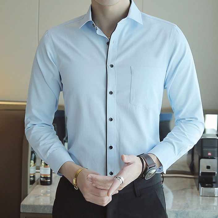 Mới Nam Công Sở Áo Sơ Mi Cotton Trang Trọng Áo Sơ Mi Bỏ Túi Văn Phòng Làm Việc Dài Tay Áo Sơ Mi Thường Ngày