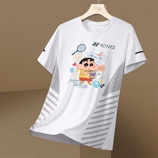Áo thể thao in hình hoạt hình YONEX "Crayon Shin chan" dành cho nam và nữ, quần áo tập cầu lông và bóng chuyền ngắn tay thoáng mát và thoáng khí