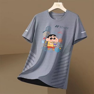 Áo thể thao in hình hoạt hình YONEX "Crayon Shin chan" dành cho nam và nữ, quần áo tập cầu lông và bóng chuyền ngắn tay thoáng mát và thoáng khí