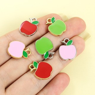 10 chiếc Bùa dầu nhỏ giọt tráng men táo 3 màu dễ thương, Mặt dây chuyền hợp kim tạo kiểu trái cây sống động mùa hè - Lý tưởng cho bông tai vòng cổ vui nhộn DIY và nhiều đồ trang sức sáng tạo hơn