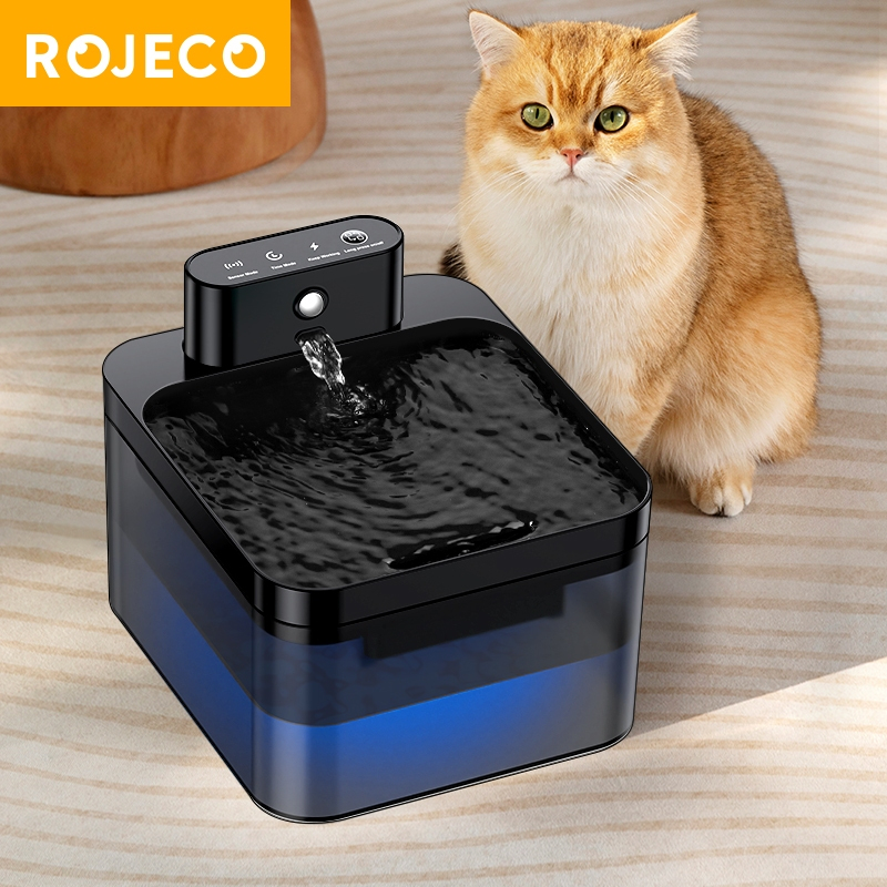 Đài phun nước thú cưng không dây ROJECO 2.2L Hoạt động bằng pin Cảm biến chuyển động tự động Đài phun nước uống cho mèo / chó