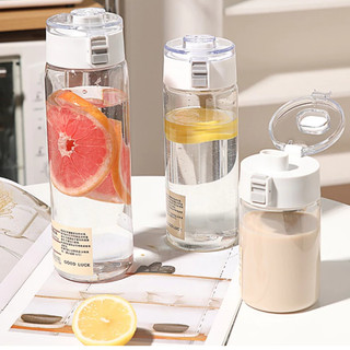 Bình Nhựa Đựng Nước Trong Suốt MUJI 350, 550, 800ml Nắp Chống Tràn Tiện Lợi