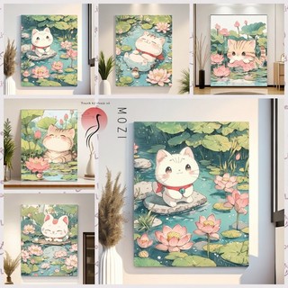 MOZI✨40 * 50cm / 30 * 40cm con mèo dễ thương tranh tô màu theo số tranh số hóa ins Phong Cách Mèo Tự Làm Sơn Dầu Kỹ Thuật Số Tranh Vẽ Tay Tranh Tô Màu Tranh Kỹ Thuật Số Tranh Làm Đầy Tranh Vẽ Tay Tranh Acrylic Trang Trí Nhà Cửa Tranh