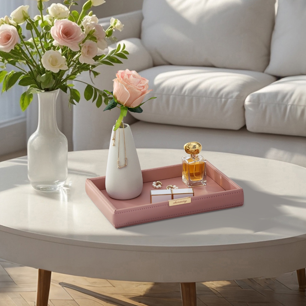 Casegrace Trang Trí Khay Vanity Để Bàn Lưu Trữ Người Tổ Chức Catchall Khay Valet Khay Đầu Gối Hoặc Tủ Quần Áo Tổ Chức Da PU Phòng Tắm Khay