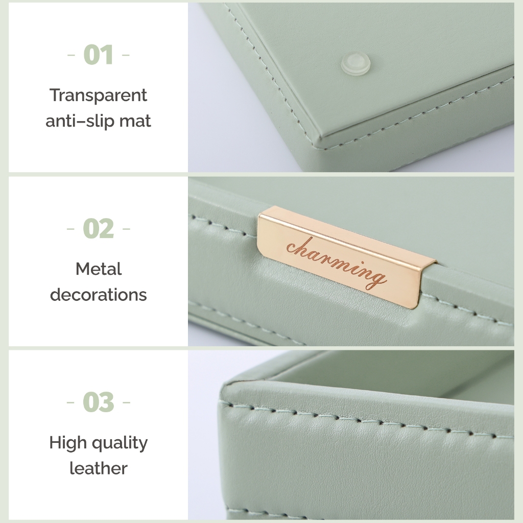 Casegrace Trang Trí Khay Vanity Để Bàn Lưu Trữ Người Tổ Chức Catchall Khay Valet Khay Đầu Gối Hoặc Tủ Quần Áo Tổ Chức Da PU Phòng Tắm Khay