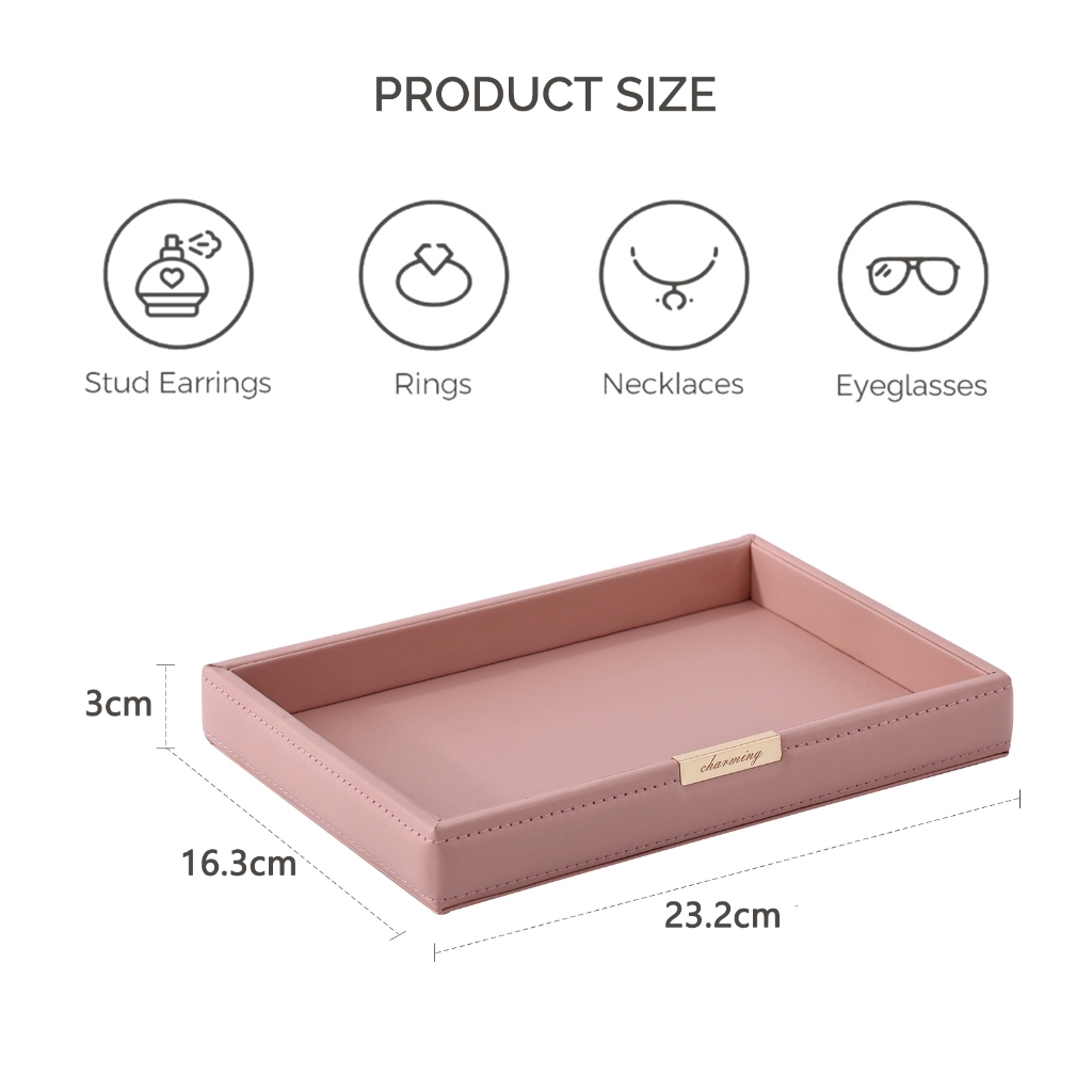 Casegrace Trang Trí Khay Vanity Để Bàn Lưu Trữ Người Tổ Chức Catchall Khay Valet Khay Đầu Gối Hoặc Tủ Quần Áo Tổ Chức Da PU Phòng Tắm Khay
