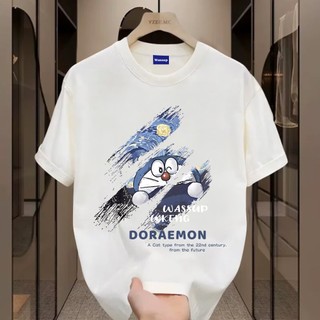 ✨Hàng có sẵn✨WASSUP Cartoon Doraemon-Áo thun nam mới! 100% cotton, thời trang, Unisex