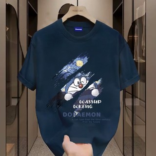 ✨Hàng có sẵn✨WASSUP Cartoon Doraemon-Áo thun nam mới! 100% cotton, thời trang, Unisex