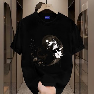 ✨Hàng có sẵn✨WASSUP Chinese Tai Chi Fish-Áo thun nam mới! 100% cotton, thời trang, Unisex
