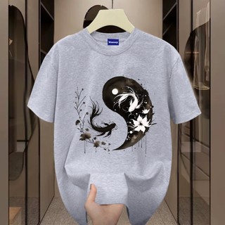 ✨Hàng có sẵn✨WASSUP Chinese Tai Chi Fish-Áo thun nam mới! 100% cotton, thời trang, Unisex