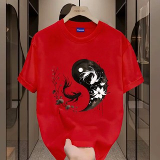 ✨Hàng có sẵn✨WASSUP Chinese Tai Chi Fish-Áo thun nam mới! 100% cotton, thời trang, Unisex