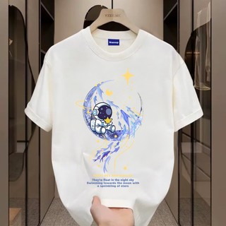 ✨Hàng có sẵn✨WASSUP Blue Moon Astronaut-Áo thun nam mới! 100% cotton, thời trang, Unisex