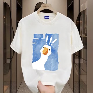 ✨Hàng có sẵn✨WASSUP Cartoon exclamation mark duck-Áo thun nam mới! 100% cotton, thời trang, Unisex