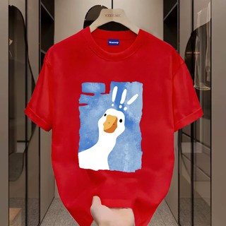✨Hàng có sẵn✨WASSUP Cartoon exclamation mark duck-Áo thun nam mới! 100% cotton, thời trang, Unisex