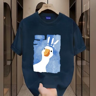 ✨Hàng có sẵn✨WASSUP Cartoon exclamation mark duck-Áo thun nam mới! 100% cotton, thời trang, Unisex