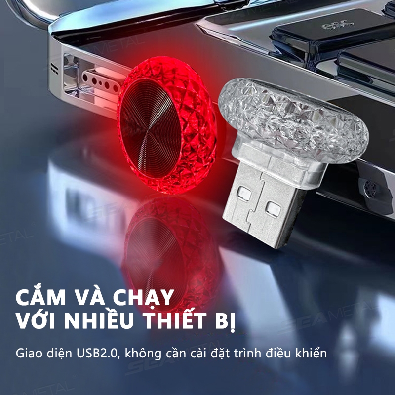 Đèn LED USB Di Động Ô Tô SEAMETAL USB Đèn Xung Quanh Mini LED Trang Trí Không Khí Đèn Cho Nội Thất Ô Tô Môi Trường Ánh Sáng Máy