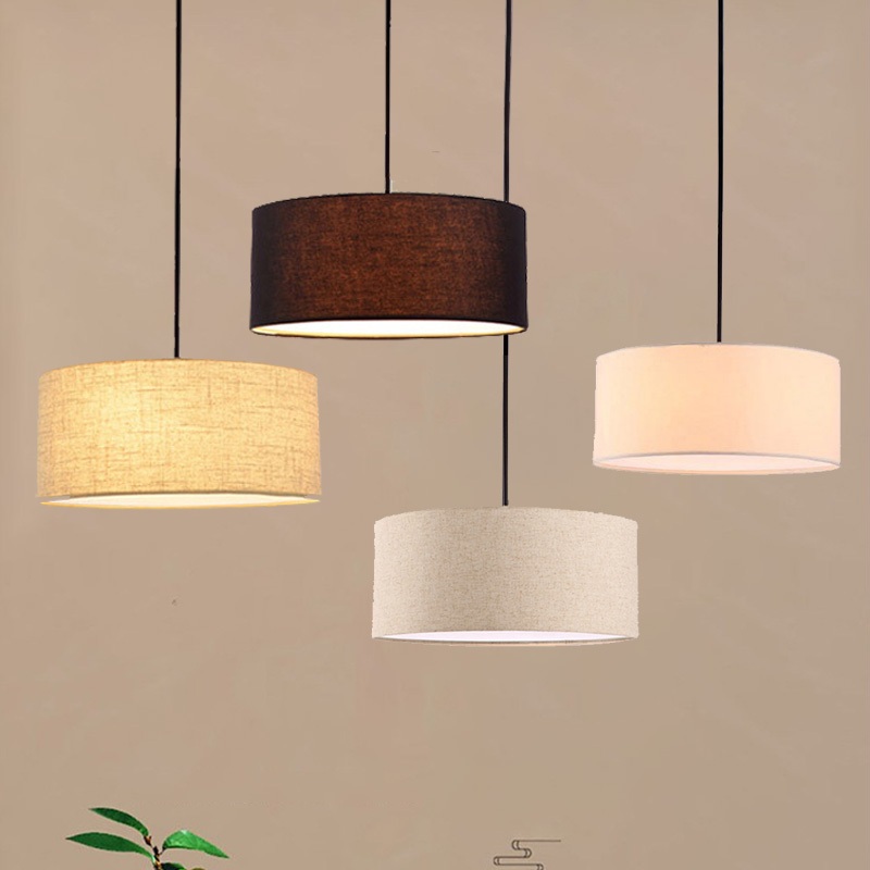 Đèn chùm vải tròn Bắc Âu, Đèn treo mặt dây chuyền sắt Led phong cách Nhật Bản, Phòng ăn Đảo nhà bếp Phòng khách Đèn treo trang trí