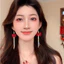 Red Tassel Stud Thu Đông Cao Cấp Cảm Giác Earrings 2025 Mới