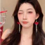 Red Tassel Stud Thu Đông Cao Cấp Cảm Giác Earrings 2025 Mới