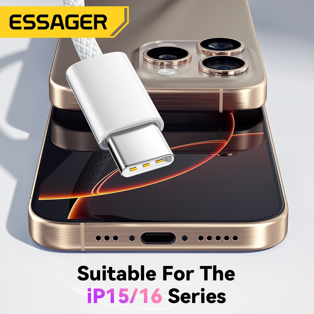 Ảnh Essager Type C 60W Type-C Cáp dữ liệu sạc nhanh Type C cho huawei Infinix ip16 15 1