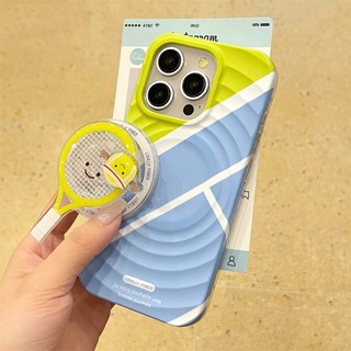 Ốp bảo vệ chân đế họa tiết vợt tennis xoay sáng tạo cho iPhone 15pro 15promax 14 14promax 14pro 16 pro max 16 plus vỏ bảo vệ sóng