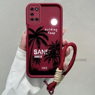 Ốp Lưng Cho OPPO A92 A52 Ốp Điện Thoại Silicon Thẩm Mỹ Họa Tiết Cây Dừa TPU Mềm Thiết Kế Mới Với Dây Treo Cá Tính