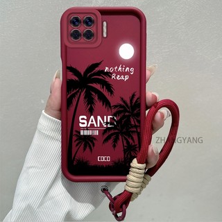 Ốp Lưng Cho OPPO A93 4G A73 4G Reno 4F Ốp Điện Thoại Silicon Thẩm Mỹ Họa Tiết Cây Dừa TPU Mềm Thiết Kế Mới Với Dây Treo Cá Tính