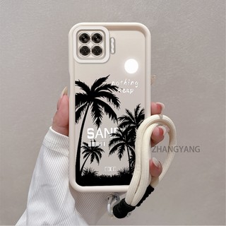 Ốp Lưng Cho OPPO A93 4G A73 4G Reno 4F Ốp Điện Thoại Silicon Thẩm Mỹ Họa Tiết Cây Dừa TPU Mềm Thiết Kế Mới Với Dây Treo Cá Tính